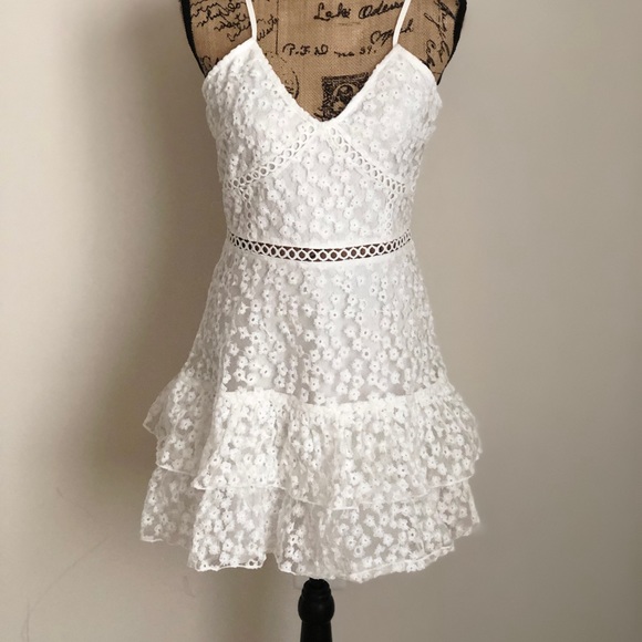 White floral lace crochet trim dress - Picture 7 of 8